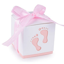  2.3" Cube Baby Feet Baby Shower Favor Box Girl Pink-12 Pieces
