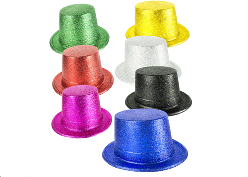 Glitter Assorted Top Hats - 12pcs