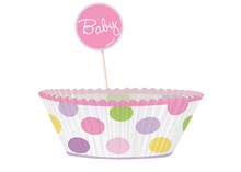  Pink Polka Dots Baby Shower Cup Cake Kit