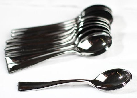 4" Silver Plastic Mini Dessert Spoon(36 Pieces)