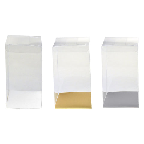 Clear PVC Plastic Favor Box with Card Bottom 4x4x6 Inch (12 pieces)