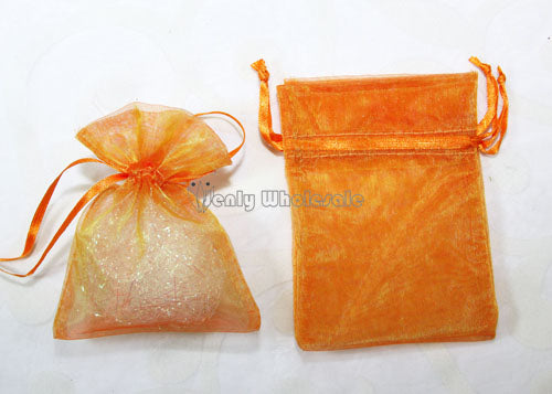 5 X 6-1/2 Orange  Organza Bags (24 Pieces)