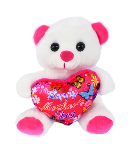 6" White Teddy Bear with "Happy Mother's Day" Heart (12 Pieces)