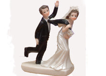  5 Poly Resin Wedding Cake Topper Bride Pulling Groom (1 piece)
