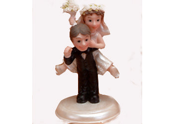 6.5 Poly Resin Funky Comical Wedding Cake Topper Groom Carries Bride (1 piece) 