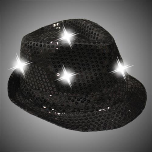 Light-Up Fedora Hat with 6 Lights - Black