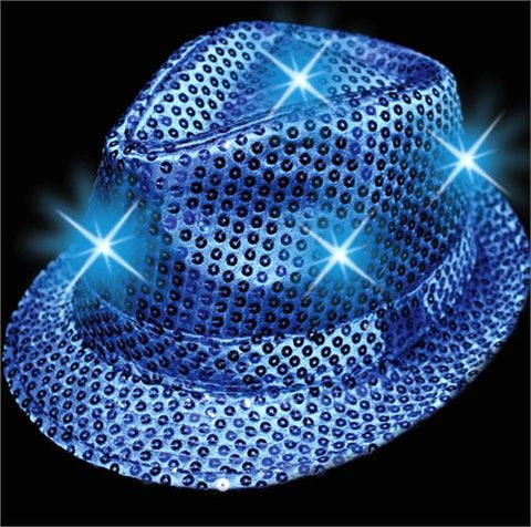 Light-Up Fedora Hat with 6 Lights - Blue