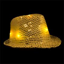 Light-Up Fedora Hat with 6 Lights- Gold