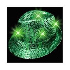 Light-Up Fedora Hat with 6 Lights - Green