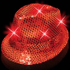 Light-Up Fedora Hat with 6 Lights- Red