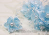 Organza and Satin Flower with Pearl Spray Pastel Blue(72 Flowers) 