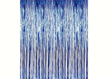  Blue Metallic Foil Party Tassel Curtain Fringe Wall Decoration Hanging 3'x 8'