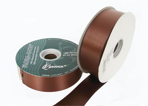 #9 Chocolate Flora Satin Ribbon 1- 7/16" X 100 Yards(1 Roll)