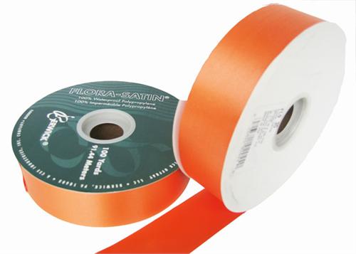 #9 Tropical Orange Flora Satin Ribbon 1- 7/16" X 100 Yards(1 Roll)