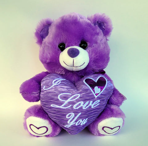 9" Musical Valentine Bear Purple with I Love You Heart (1 Piece)