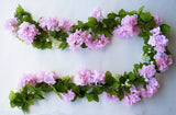 Artificial Hydrangea Flower Garland 6 Feet Pink