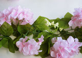 Artificial Hydrangea Flower Garland 6 Feet Pink