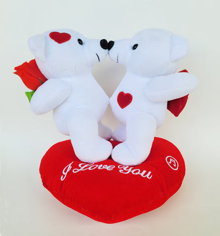 6 PCS 11" Bears Kissing on Heart Valentines Plush with Music