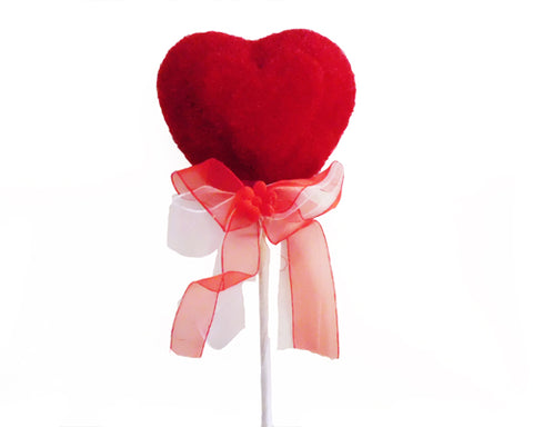 Red Heart Shaped Floral Styrofoam Pick (4 Pieces)