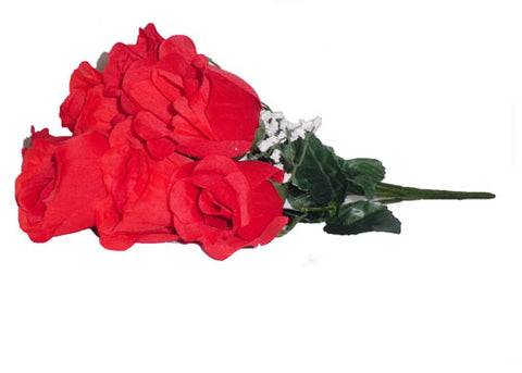 7 Heads Red Artificial Closed Rose Bush (12 Bushes)