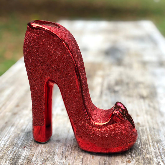 6.75″ Ceramic High Heel Shoe Vase Red