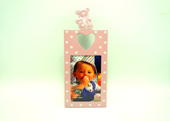 Baby Shower Polka Dots White and Pink Picture Frame (48 Pieces)