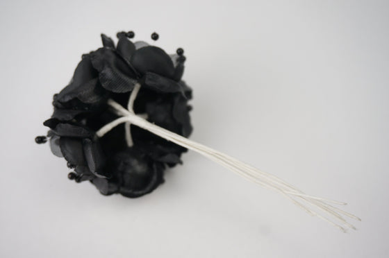 Organza and Satin Flower with Pearl Spray Black (72 Flowers) 3