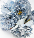 25 Inch Artificial Peony Silk Flower Bush 9 Heads Gray with Williamsburm Blue1