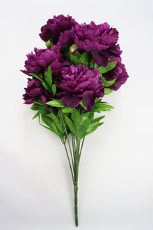  25 Inch Artificial Peony Silk Flower Bush 9 Heads Violet