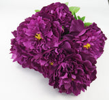 25 Inch Artificial Peony Silk Flower Bush 9 Heads Violet3