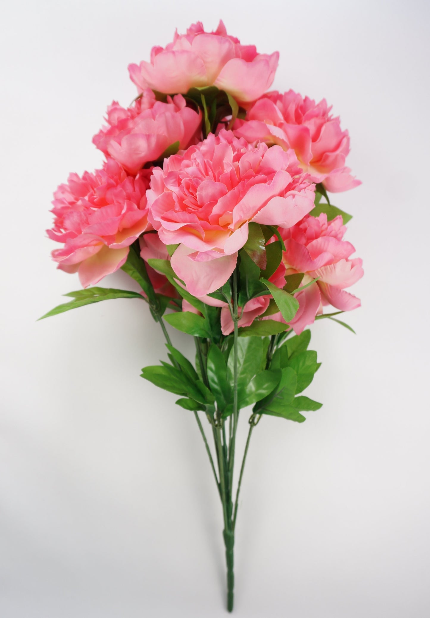 25 Inch Artificial Peony Silk Flower Bush 9 Heads Pink 