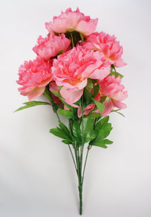  25 Inch Artificial Peony Silk Flower Bush 9 Heads Pink 