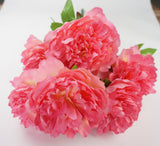 25 Inch Artificial Peony Silk Flower Bush 9 Heads Pink2