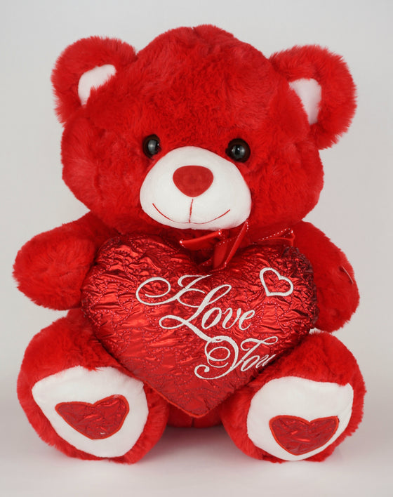 6 PCS 15" Red Musical Valentine Bear with I Love You Heart and Light up cheek