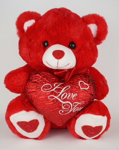 6 PCS 15" Red Musical Valentine Bear with I Love You Heart and Light up cheek