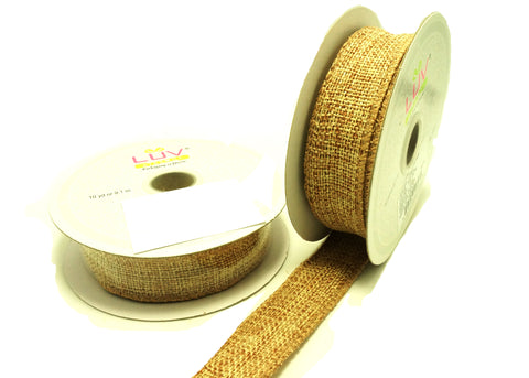 Yellow & Gold Colored Wired Edge Burlap Ribbon 2.75 x 11 Yards