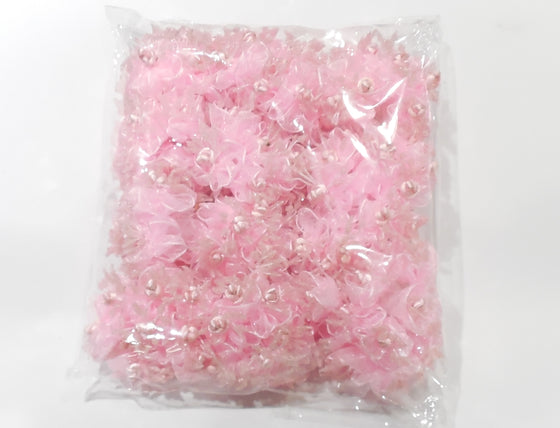Pink Organza & Satin Rose Bud (120 Flowers)