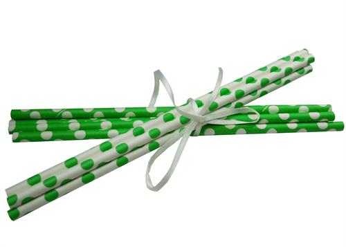 Polka Dot Paper Straws - Lime Green 10pcs