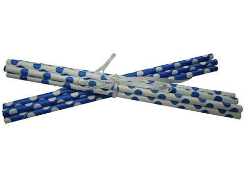 Polka Dot Paper Straws - Royal Blue 10pcs