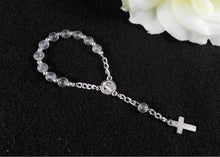  5" 6MM Round Glass Beads Rosary Clear/Silver (12 Pieces)