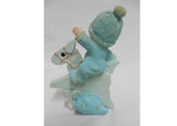 Blue Polyresin White Baby Boy Riding Horse - 12 Pieces