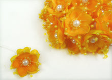  Organza and Satin Flower with Pearl Spray Yellow (72 Flowers) 