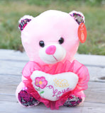 12 PCS 10" Valentine Bear with I Love You Heart Pink