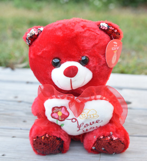 12 PCS 10" Valentine Bear with I Love You Heart Red