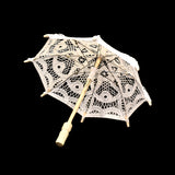Mini Battenburg Lace Parasol Umbrella White 10.5"L x 11"D2