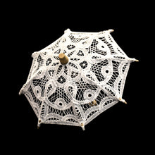  Mini Battenburg Lace Parasol Umbrella White 10.5"L x 11"D