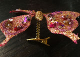 Handmade Artificial Decorative Butterfly With Clip Pink (12 pieces)