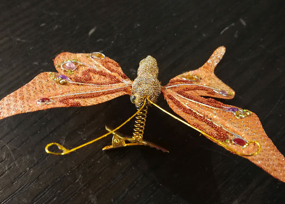 4.5" Handmade Artificial Butterflies Decoration with Clip Orange (12 pieces)