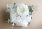 English Rose Silk Flower Bouquet Cream