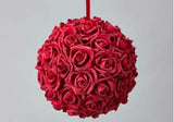 Foam Rose Pomander Flower Kissing Ball 10" Red